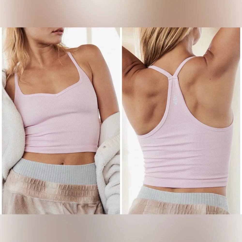 NWT Free People FP Movement Happiness Runs Sweetheart Crop Tank - blossom - M/L